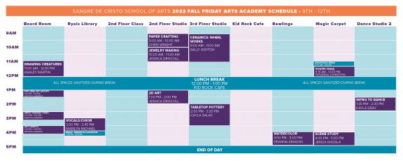 Friday Arts Academy ninth to twelfth grade schedule 2022.