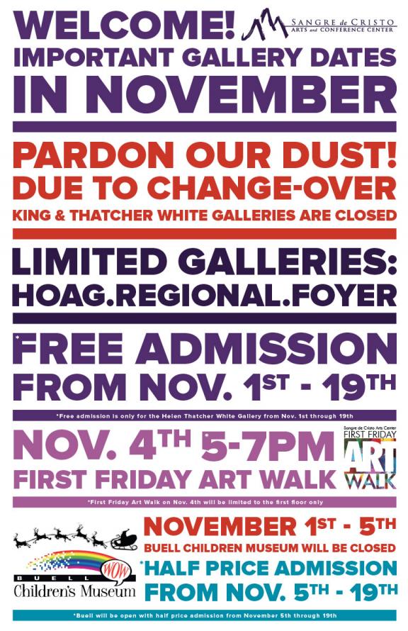 Nov Closure Important November closures | Sangre de Cristo Arts and Conference Center