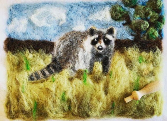 painting with wool felt